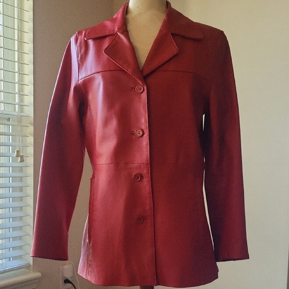 JohnPaulRichard Women's Bold Red Leather Jacket